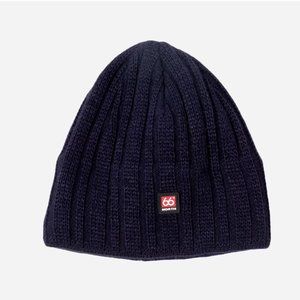 66 North Surtsey ribbed knit beanie equipped with GORE. Navy